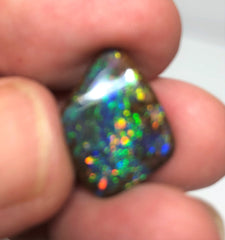 Bright Green Orange Gold Blue solid boulder opal