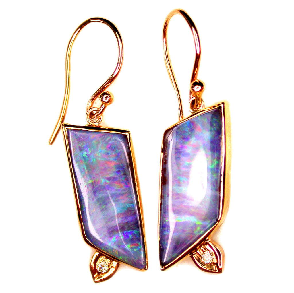 Pink and Green Boulder Opal Drop Earrings