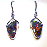 Red multi coloured solid boulder opal drop earrings