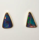 Multi Coloured solid boulder opal stud earrings