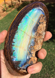Bright  Green , Green and Blue boulder opal polished specimen