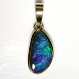 Blue, green solid boulder opal pendant