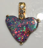 Bright Hot Pink Multi Coloured Heart solid boulder opal pendant
