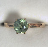Australian Light Green Sapphire Gold Ring