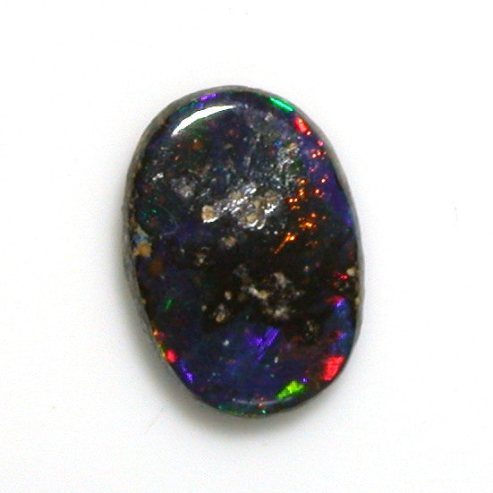 Red multi-coloured solid black boulder opal