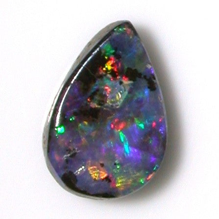 Multi-coloured teardrop solid boulder opal