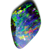 Green, orange, blue and gold solid boulder opal