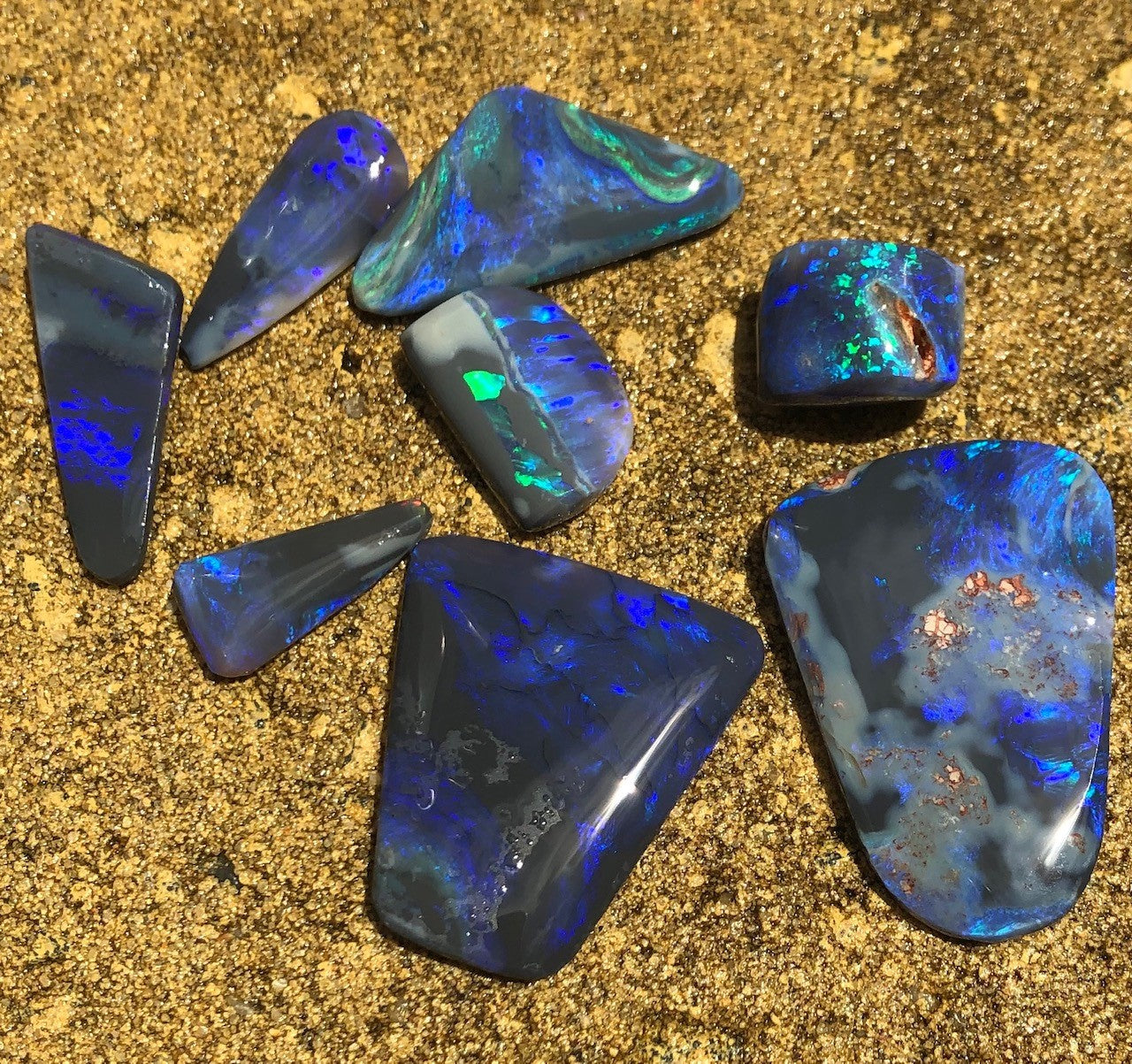 Black opal rubs from Lightning Ridge