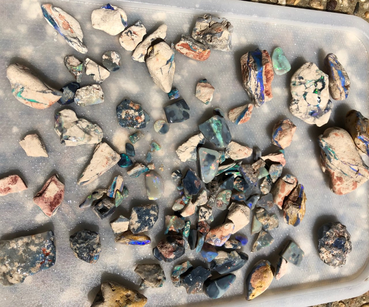 Rough and rubs seam Opal from Lightning Ridge