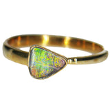 Green Orange Boulder Opal 9k Gold Ring