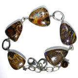 Solid Koroit matrix opal in Sterling silver Bracelet