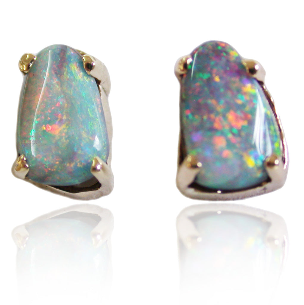 Pink Blue Opal Stud Earrings