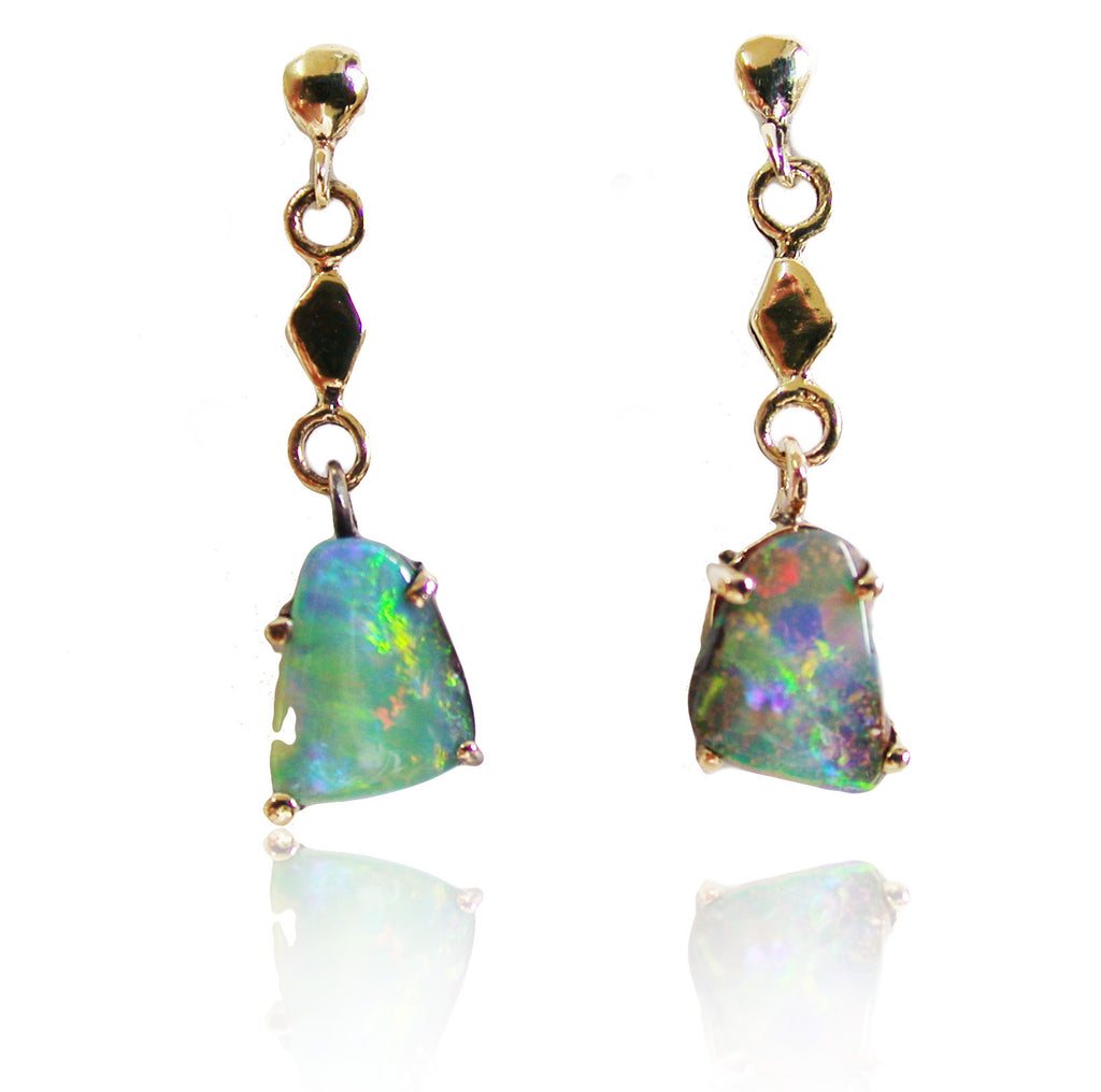 Multi Coloured Opal Drop Earrings