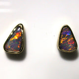 Orange multi coloured boulder opal from Quilpie 9k stud earrings