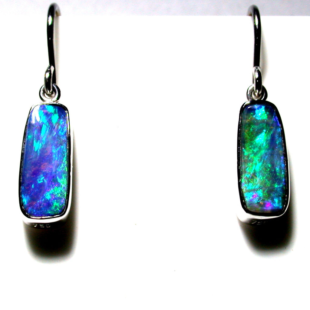 Bright Green solid boulder opal drop earrings