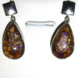Violet  solid boulder matrix opal drop earrings