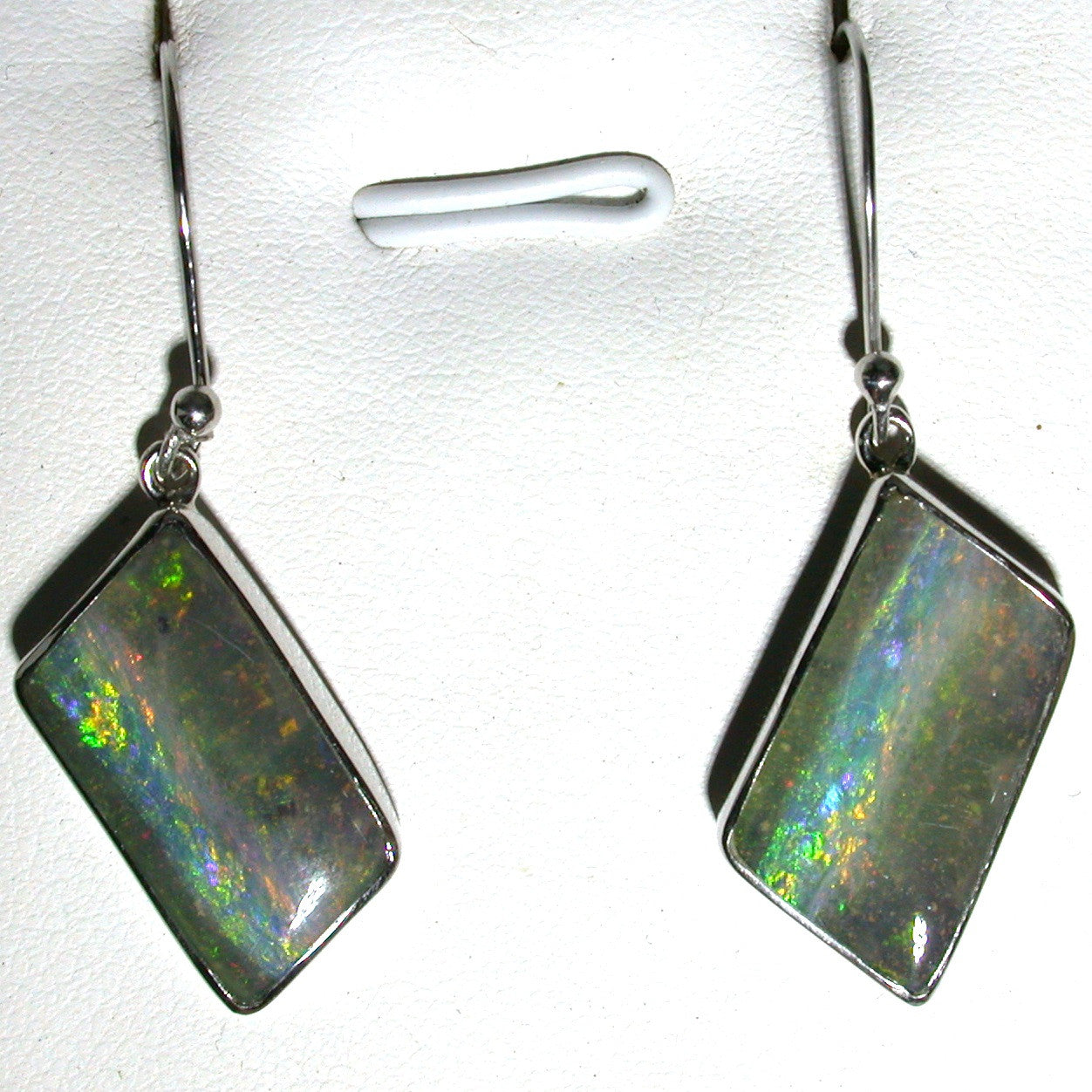 Green and Pink solid boulder opal drop earrings