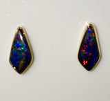 Multi coloured solid boulder opal stud earrings