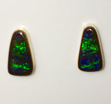 Green Blue solid boulder opal stud earrings