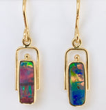 Red Multi Coloured solid boulder opal drop earrings