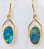 Multi Coloured solid boulder opal drop earrings