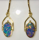 Multi Coloured solid boulder opal drop earrings