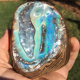 Green , Green and Blue boulder opal polished specimen