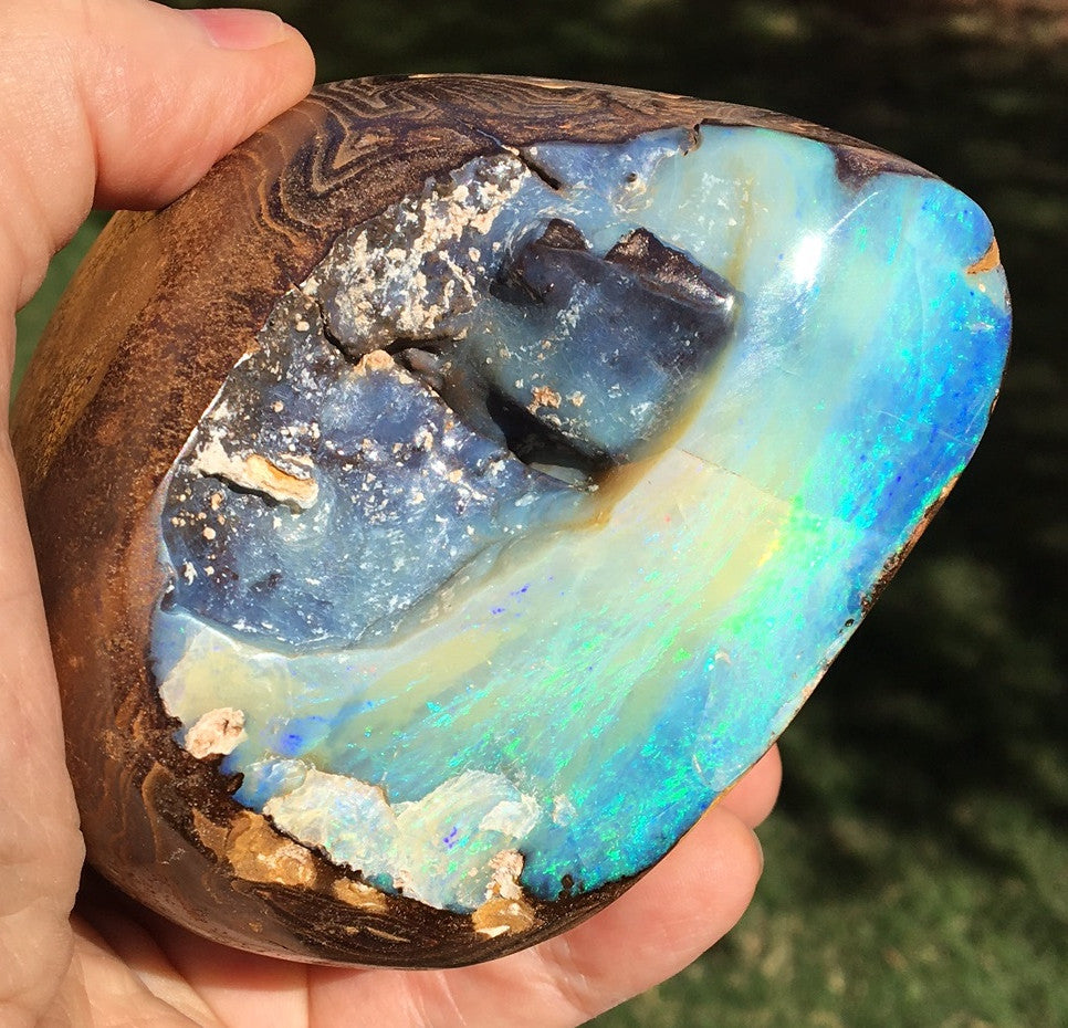 Bright  Green , Green and Blue boulder opal polished specimen