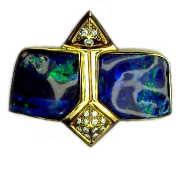Electric Blue Green Double Stone Opal Pendant