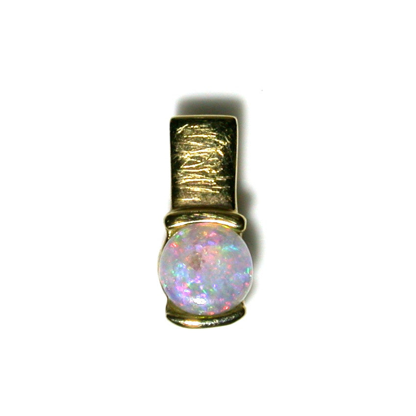 Pink multi coloured solid opal pendant