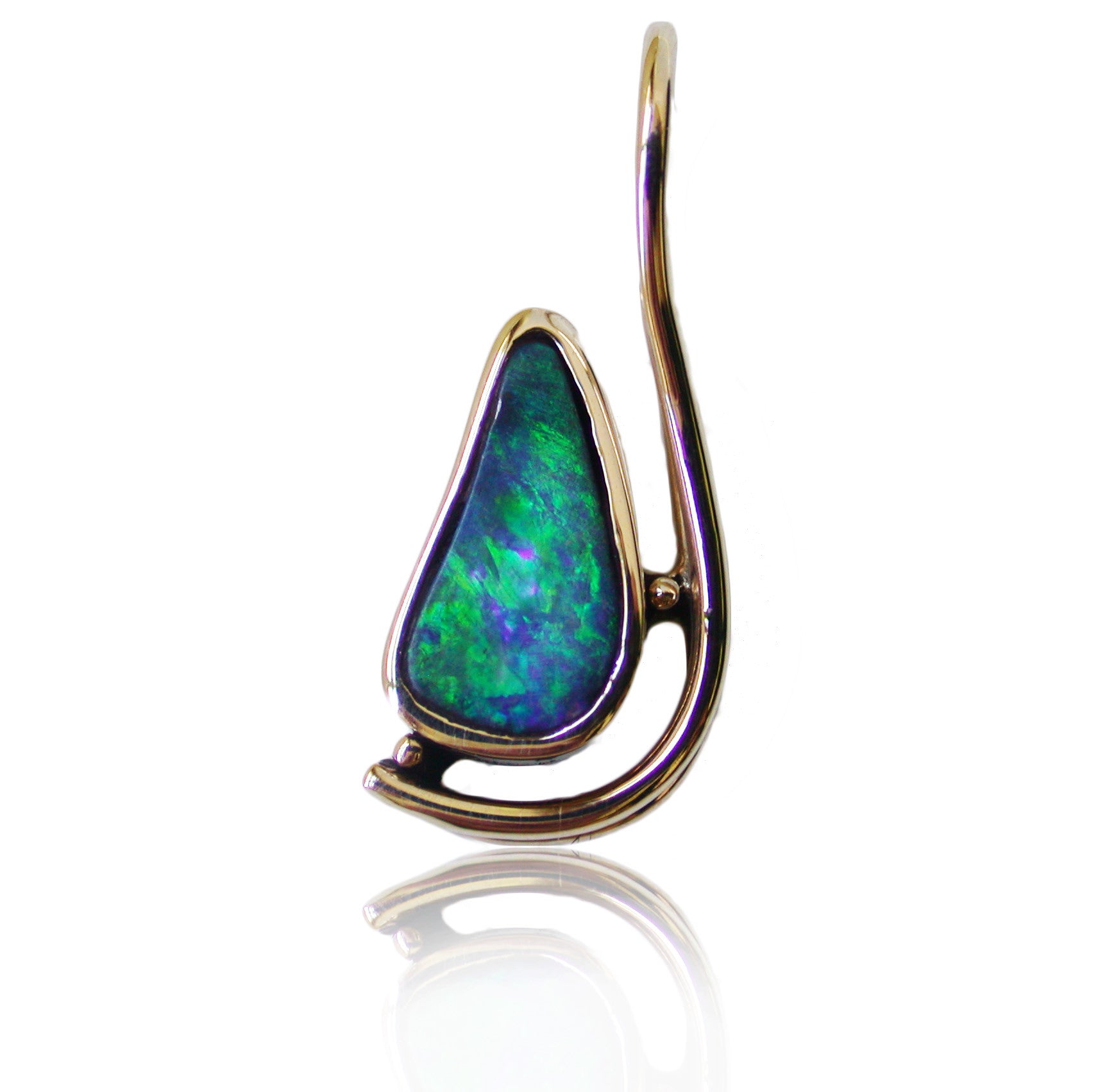 Green blue boulder opal 9k pendant