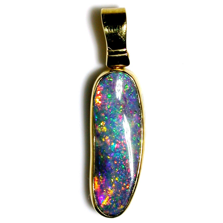Very bright Red multi coloured solid boulder opal pendant