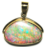 Bright hot pink, green and orange solid boulder opal pendant