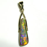 Green, orange, gold and violet solid boulder opal pendant