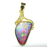 Hot Pink multi coloured solid boulder opal pendant