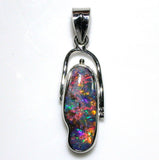 Red multi coloured solid boulder opal pendant