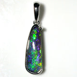 Green multi coloured solid boulder opal pendant