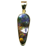 Green and Gold solid boulder opal pendant
