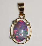 Bright Hot Pink Multi Coloured solid boulder opal pendant
