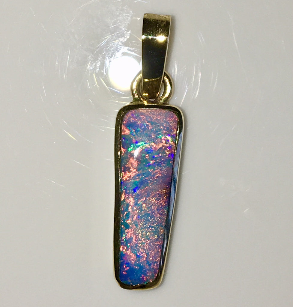 Pink Blue Pastels solid boulder opal pendant
