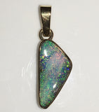 Green Multi Coloured solid boulder opal pendant