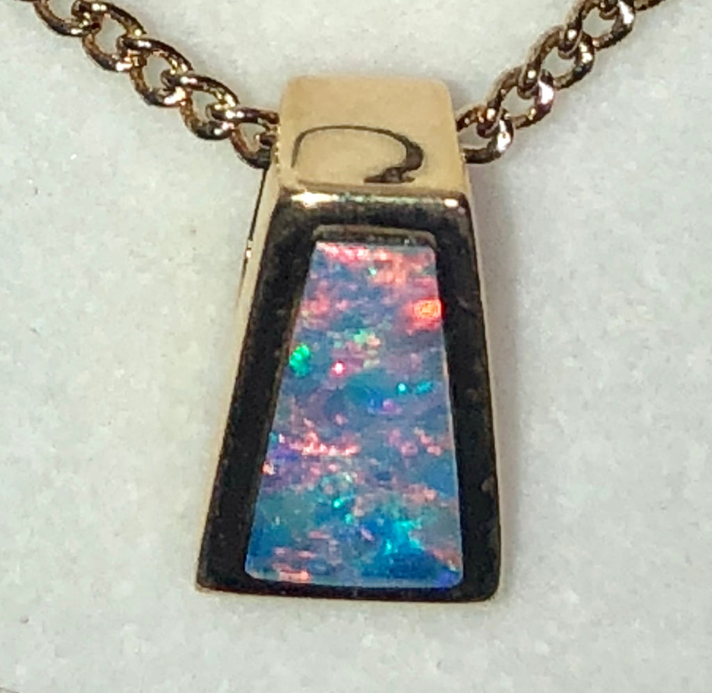 Hot Pink  Multi Coloured  opal inlay pendant