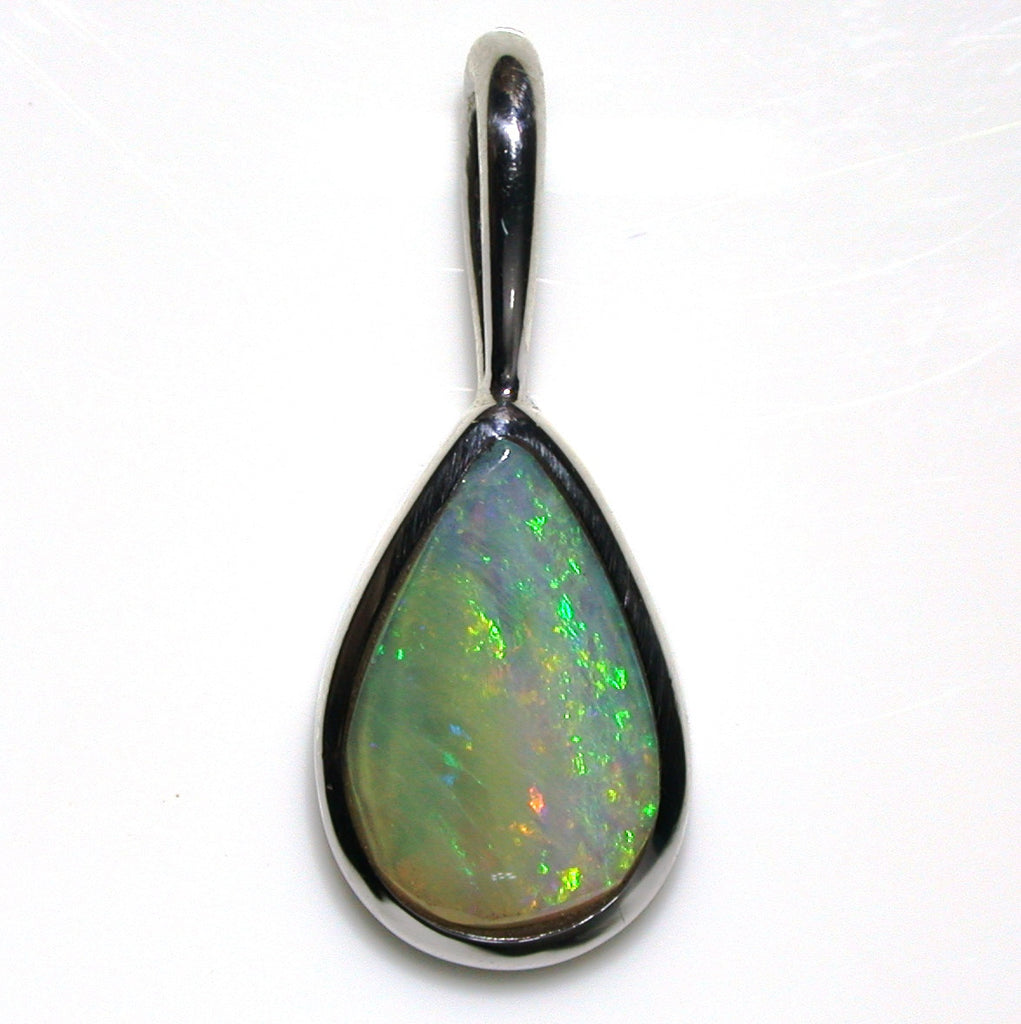 Green and pink solid boulder opal pendant