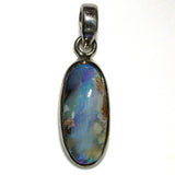 Blue and green solid boulder opal pendant