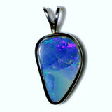 Purple, gold, green multi coloured solid boulder opal pendant
