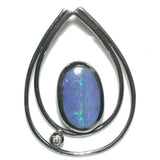 Green and blue solid boulder opal pendant