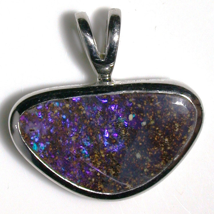 Purple solid boulder opal pendant