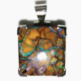 Green solid boulder matrix opal pendant