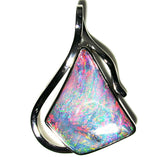Bright Pink multi coloured solid boulder opal pendant