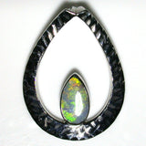 Green solid boulder opal pendant